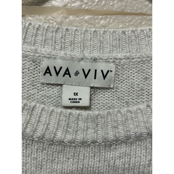 Women’s Ava & Viv Oatmeal Cream, Pink & Purple Embroidered Floral Sweater 1X XXL - Picture 3 of 4